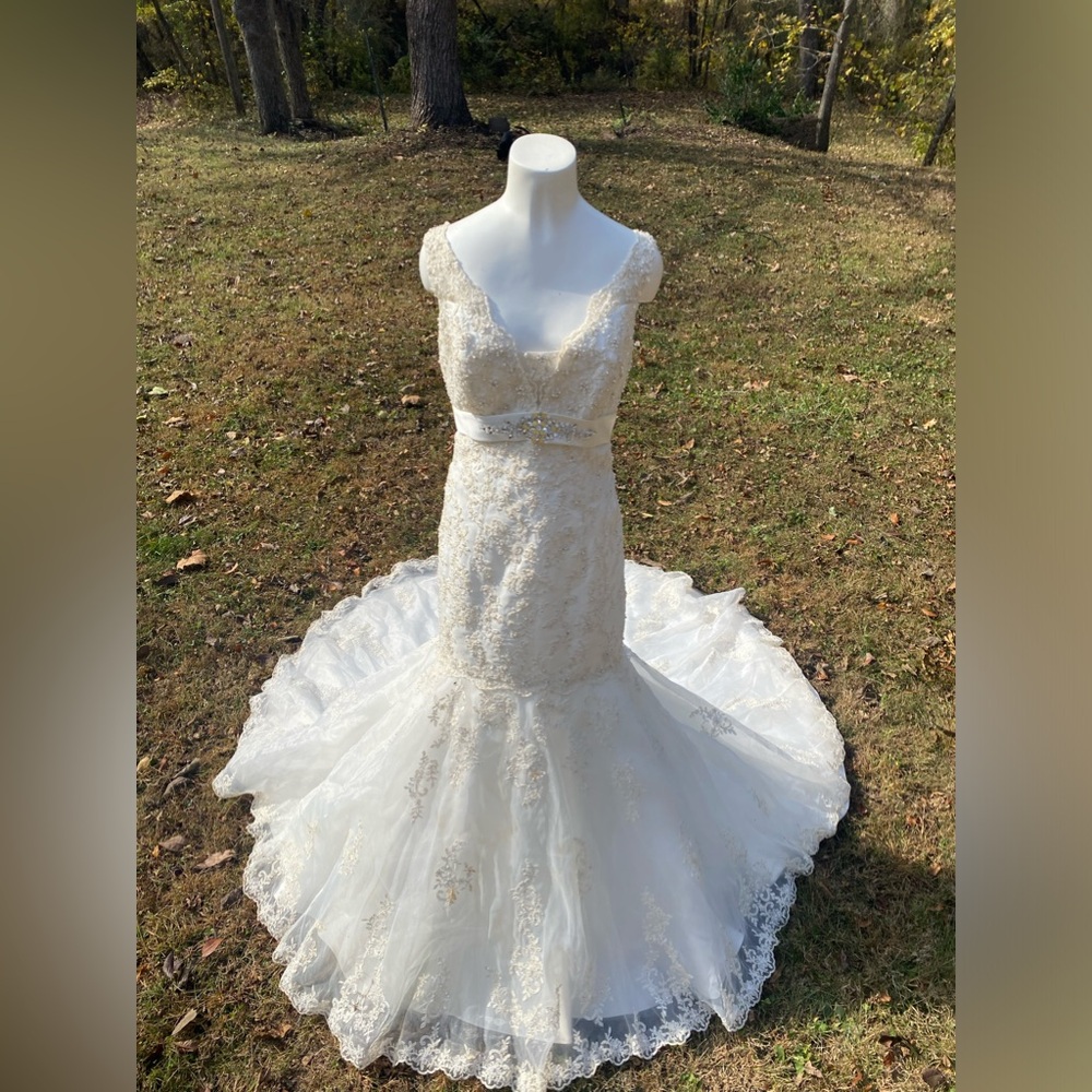 Stunning beautiful bridal gown, size: M-L W/storage bag